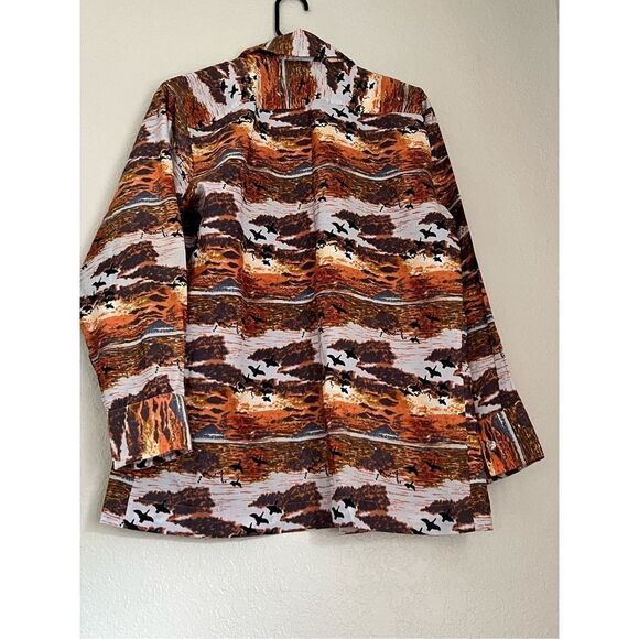 Vtg 60s 70s Polyester Shirt JOEL California Disco Hippy birds beach  Mens M - Picture 4 of 5
